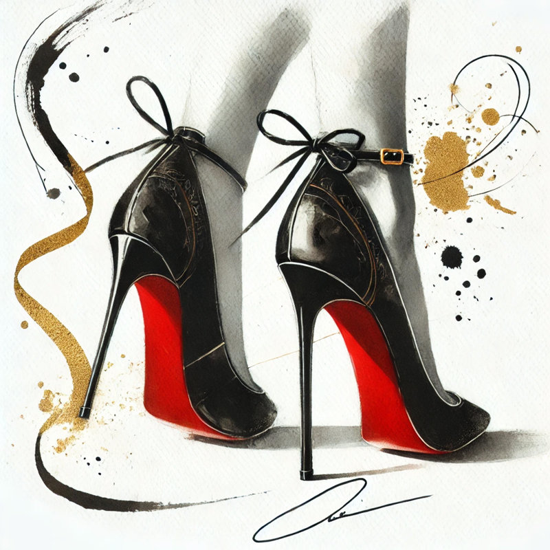 «Elegant Steps: Red-Soled Stiletto», impression sur toile, H 20 po x l 20 po