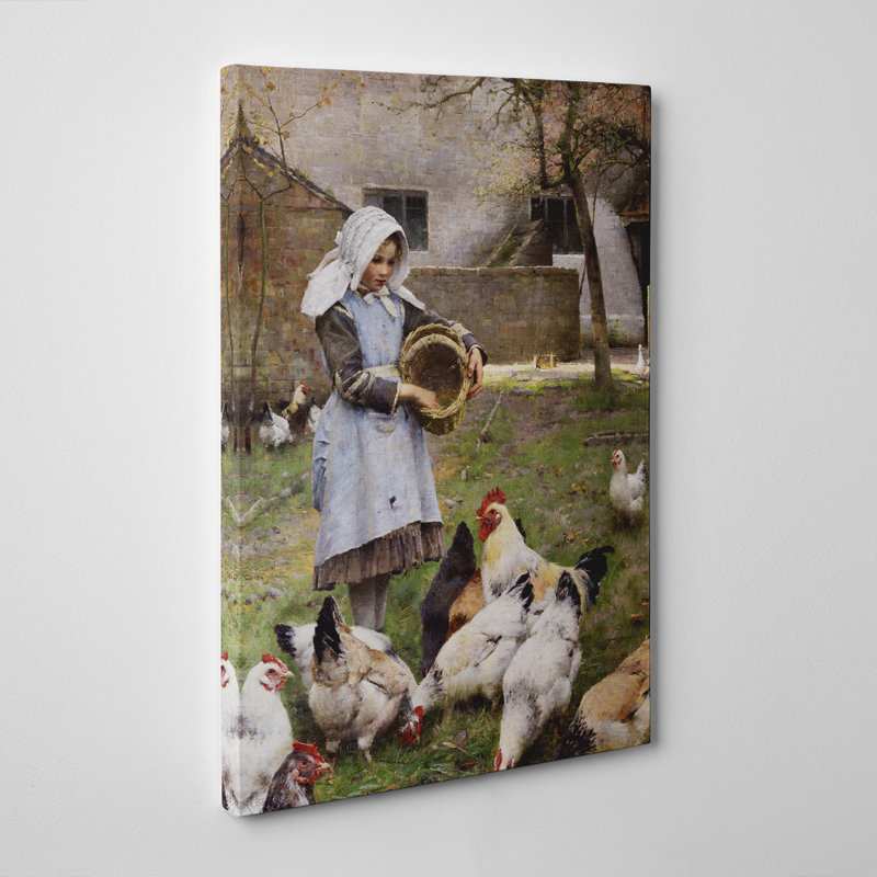 Feeding the Chickens - Wrapped Canvas, 50cm H x 35cm W