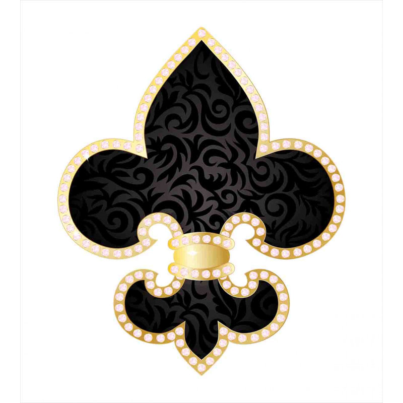 Royal Lily Black and Yellow Queen Duvet Cover Set