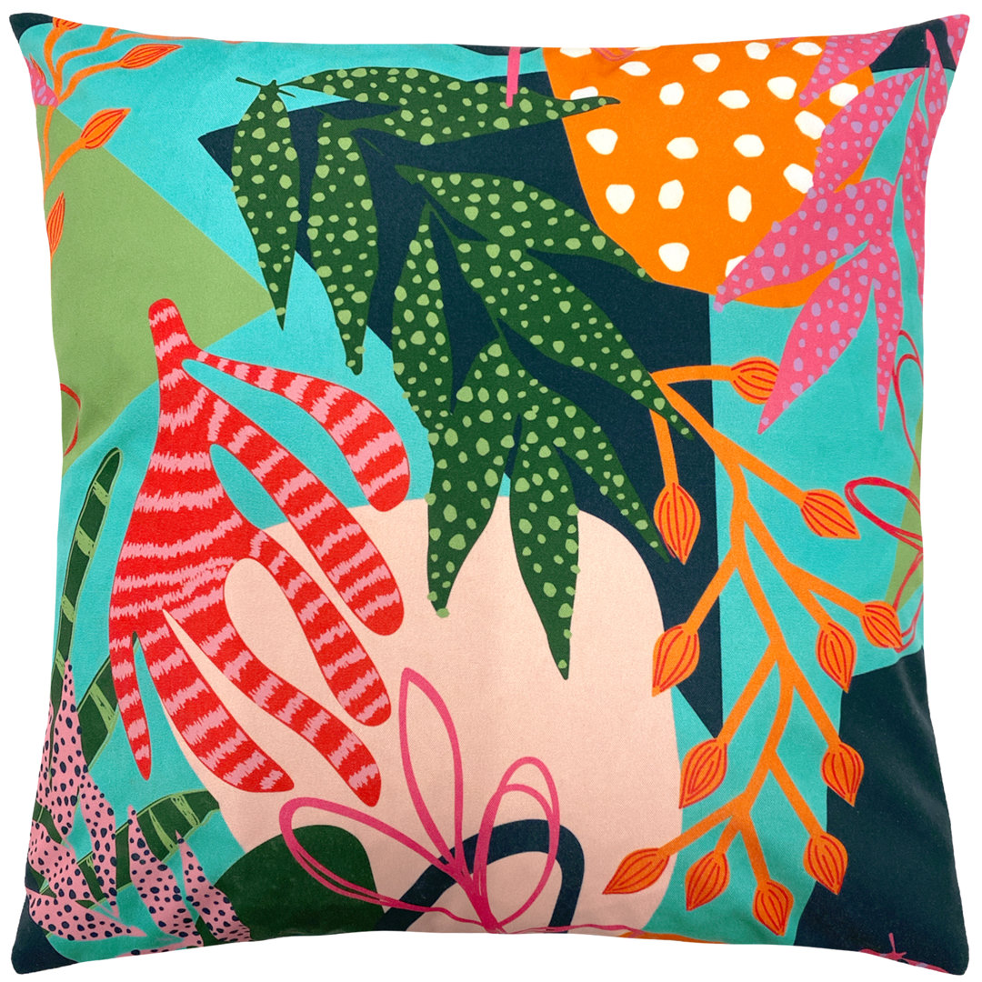 Indoor / Outdoor Floral Square Cushion Cover