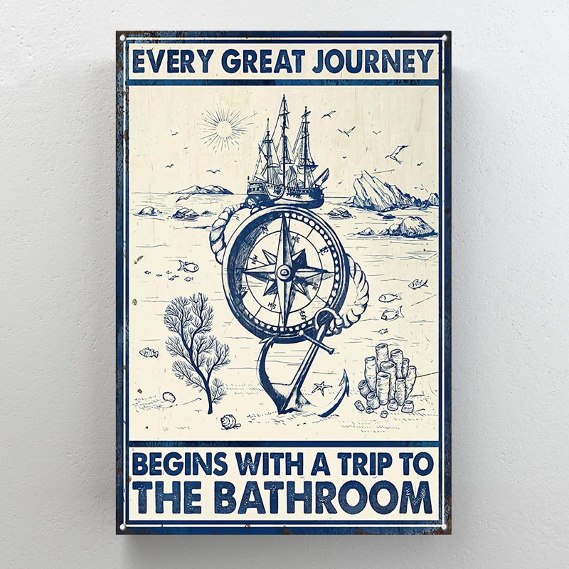 Un bateau sur fond brun - Every Great Journey - 1 pièce, impression d'art graphique rectangulaire sur toile tendue