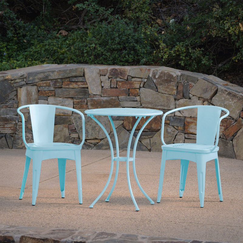 Ensemble de 3 pièces en métal Lourdes - bleu clair mat