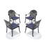 Chaise de patio en fonte d'aluminium 4 pièces avec structure et coussins noirs-636538177