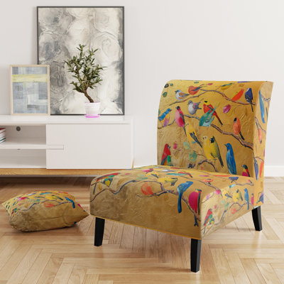 Fauteuil de chambre rembourré multicolore Bird On Tree
