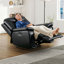 Ensemble de salon inclinable électrique en cuir synthétique 3 pièces avec canapé et fauteuil inclinable-1987107341