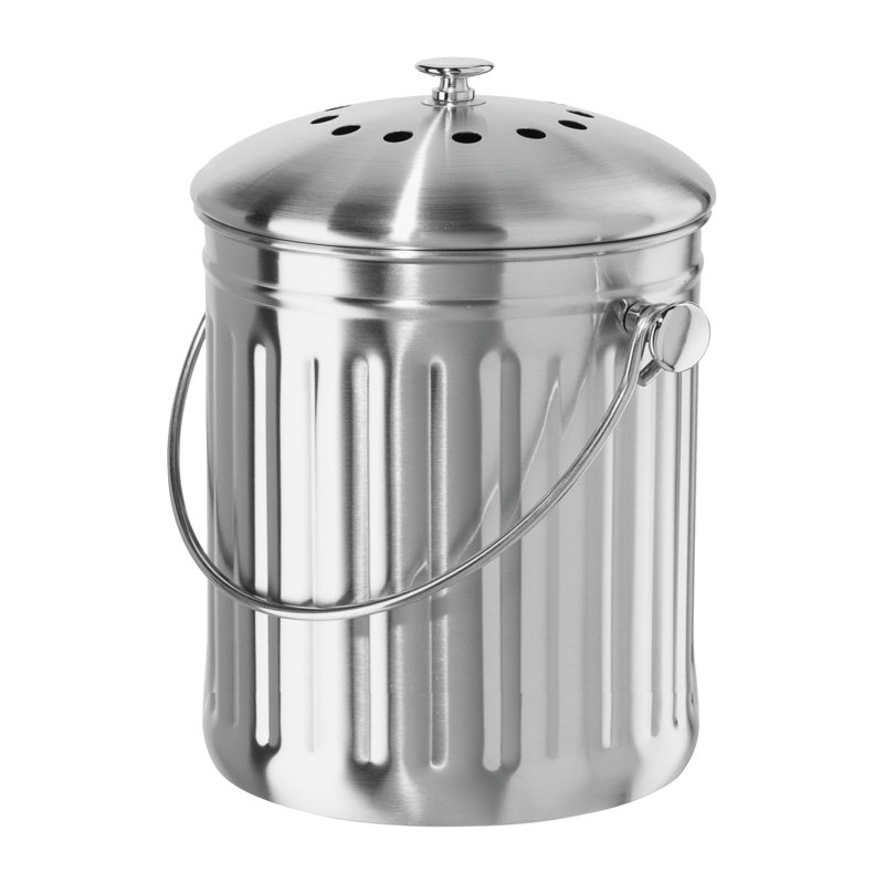 Stainless Steel Countertop Compost Pail (3.8 Lt, 128 Oz)