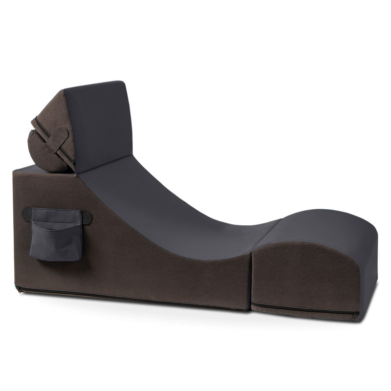 Flexx V-Tex Convertible 3 in 1 Gamer Chair, Table, & Ottoman w/ Adjustable Headrest & Pocket, Black