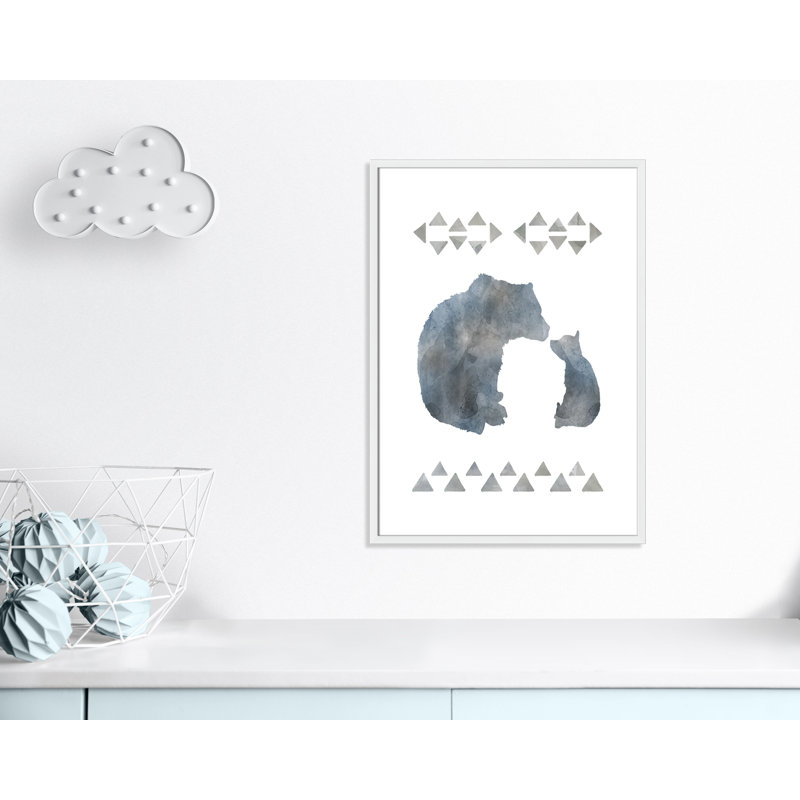 «Little Man Cave Bears», art encadré, H 34,5 po x l 24,5 po x P 1,18 po, Cadre blanc