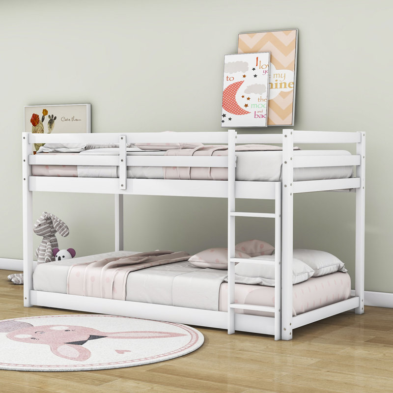 Dhulin Kids Twin Over Twin Bunk Bed, White