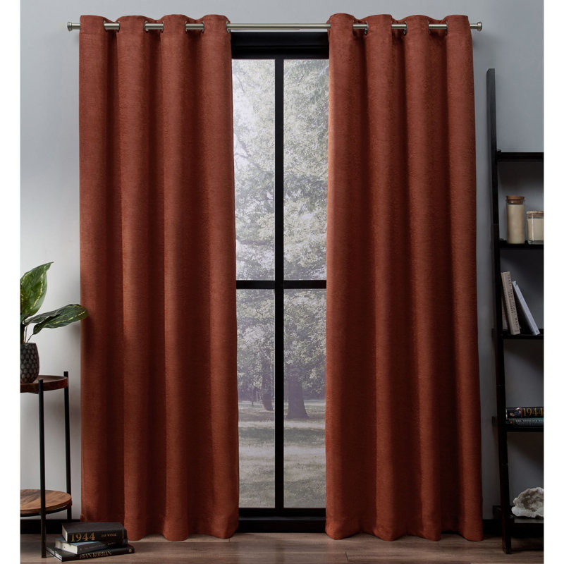 Phillipa Thermal Room Darkening Curtain, Orange, 52" W x 108" L