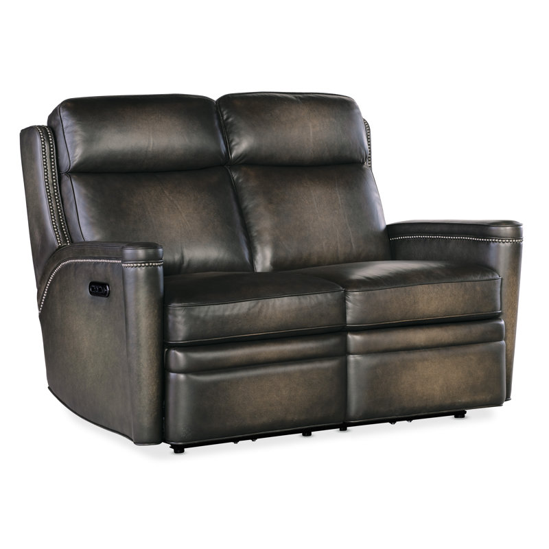 MS Leather Loveseat, Gray