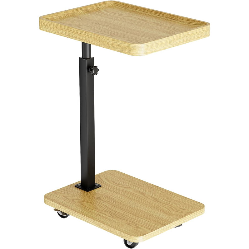 Tv Tray,Adjustable Height C Shaped End Side Table for Eating on Couch