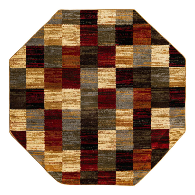 Adetomiwa Performance Abstract Indoor Rug, Octagon 7'1" x 7'1"