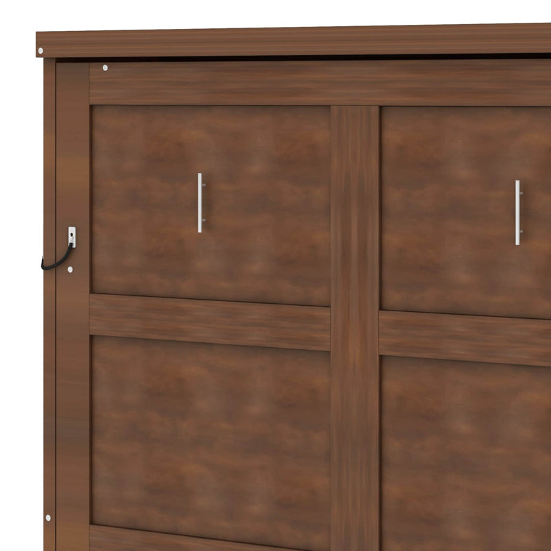 Armoire murale Murphy, lit escamotable mural en bois, lit caché en bois, peut être plié en armoire, Full, Espresso