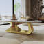 Table basse moderne en pierre frittée avec base en acier inoxydable
