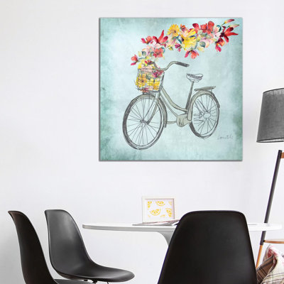 Floral Day Bike I 1 Piece Wrapped Canvas Painting