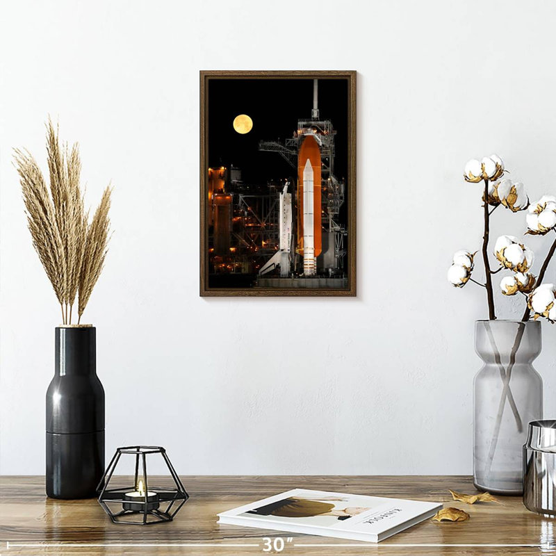 Discovery Space Shuttle, 9" x 13", Floating Frame Walnut