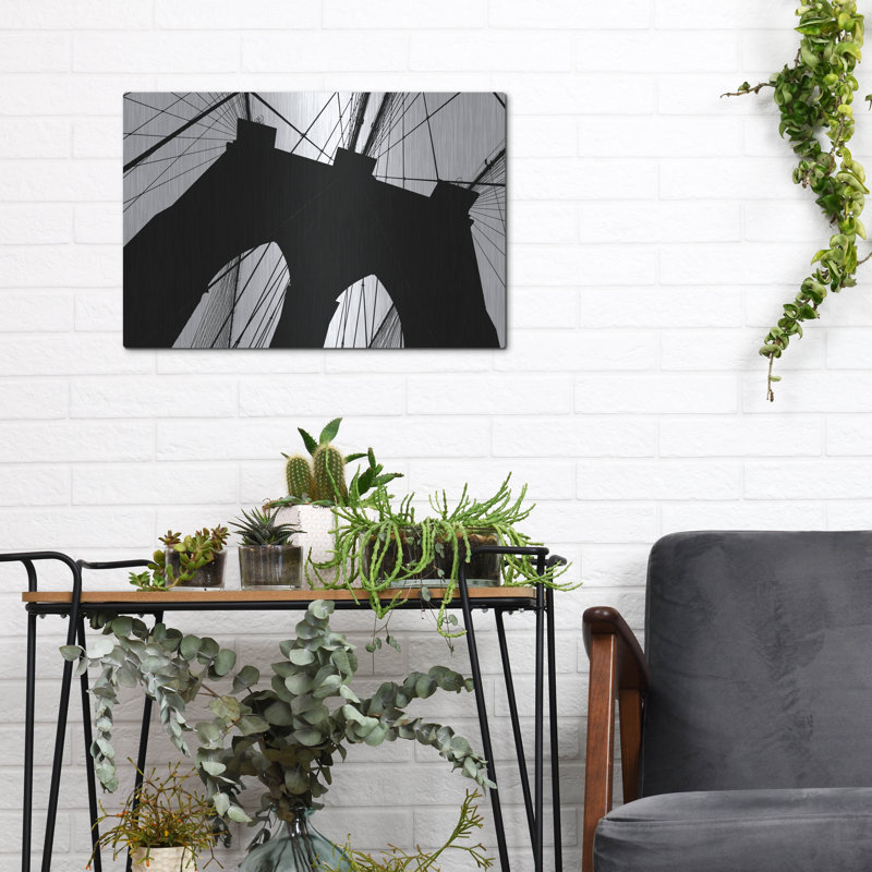  «Brooklyn Bridge Silhouette» par Erin Clark, art mural en métal, 16 po x 12 po, H 12 po x l 16 po