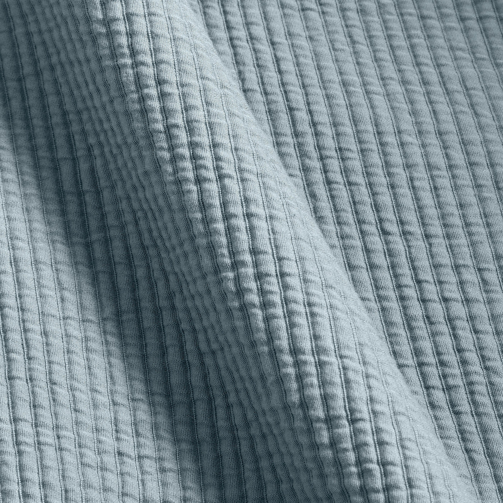 Ripple Cotton Coverlet Set, Queen Bedspread + 2 Queen Shams, Gray Blue/Putty