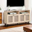 Meuble télé de style Mid-Century moderne avec finition ronde en bois noir et naturel, métal d'ingénierie, convenant au support de salon principal, 16 pouces de profondeur