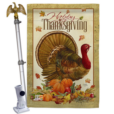 40 x 28 po en polyester à 2 côtés thanksgiving turquie ensemble de drapeau