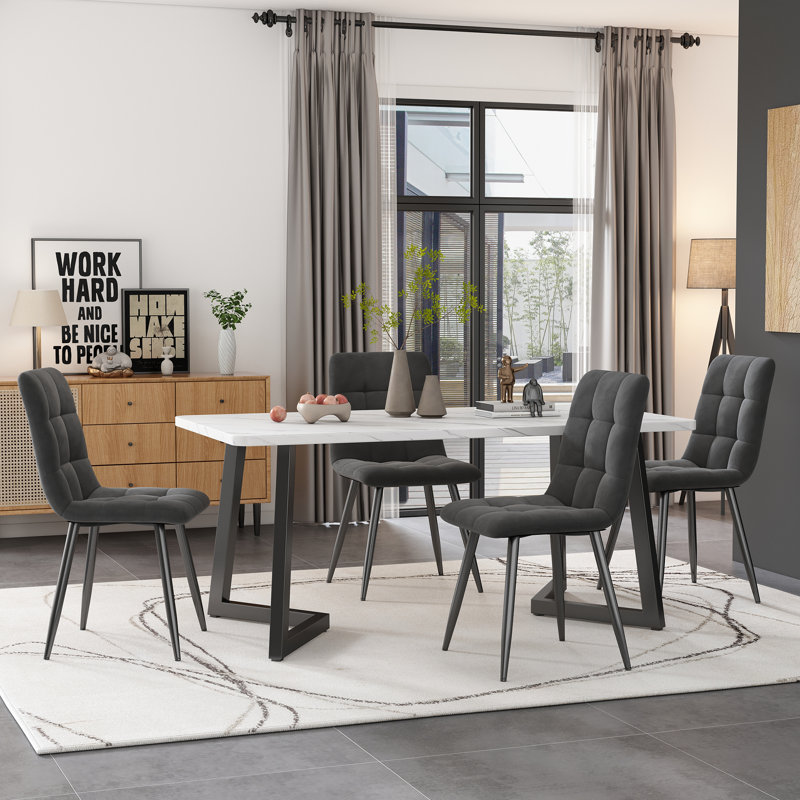 Tarik 4 - Person Dining Set, Grey, Black
