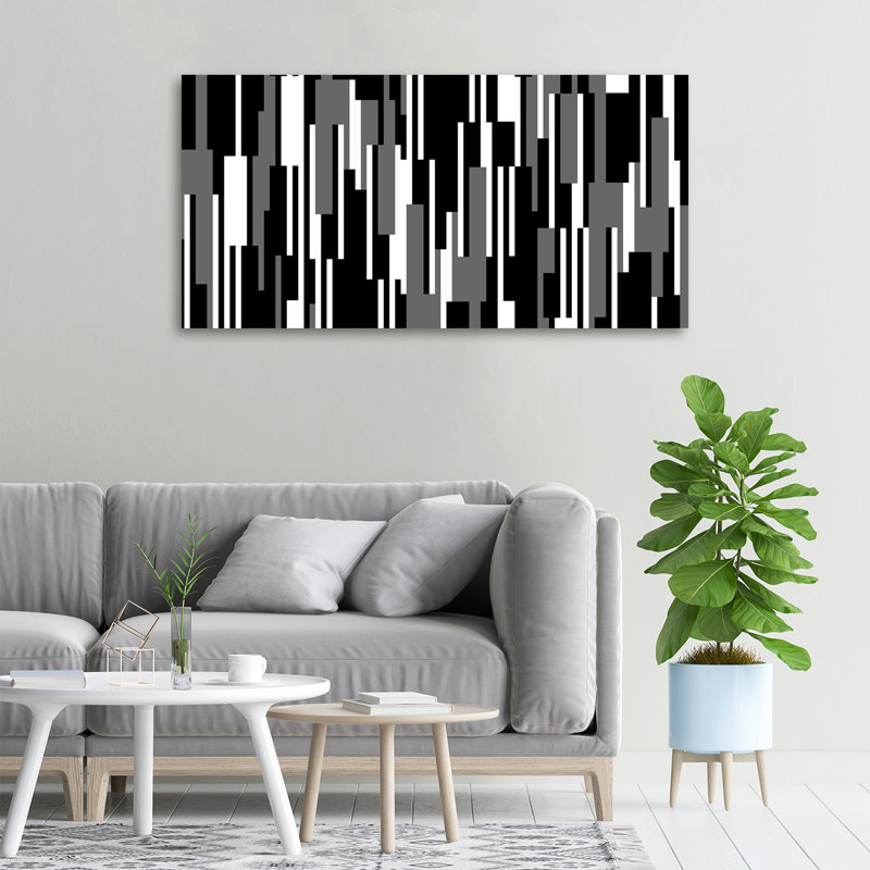 Black And White Lines - No Frame Print on Canvas