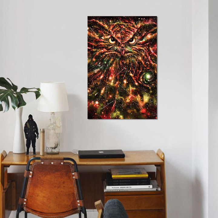 « space hibou », impression sur toile, H 12 po x l 8 po x P 0,75 po, Toile tendue, Pas de tapis