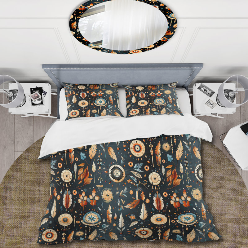 Ensemble de housse de couette Vintage Nomad Ii Boho, Housse de couette simple + 1 taie décorative stan
