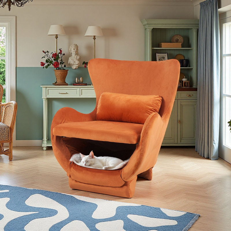 Méridienne en velours, Orange