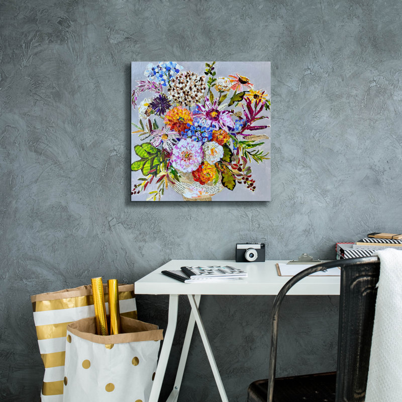 «Mixed Floral» par St Hilaire Elizabeth, art mural sur toile, H 18 po x l 18 po