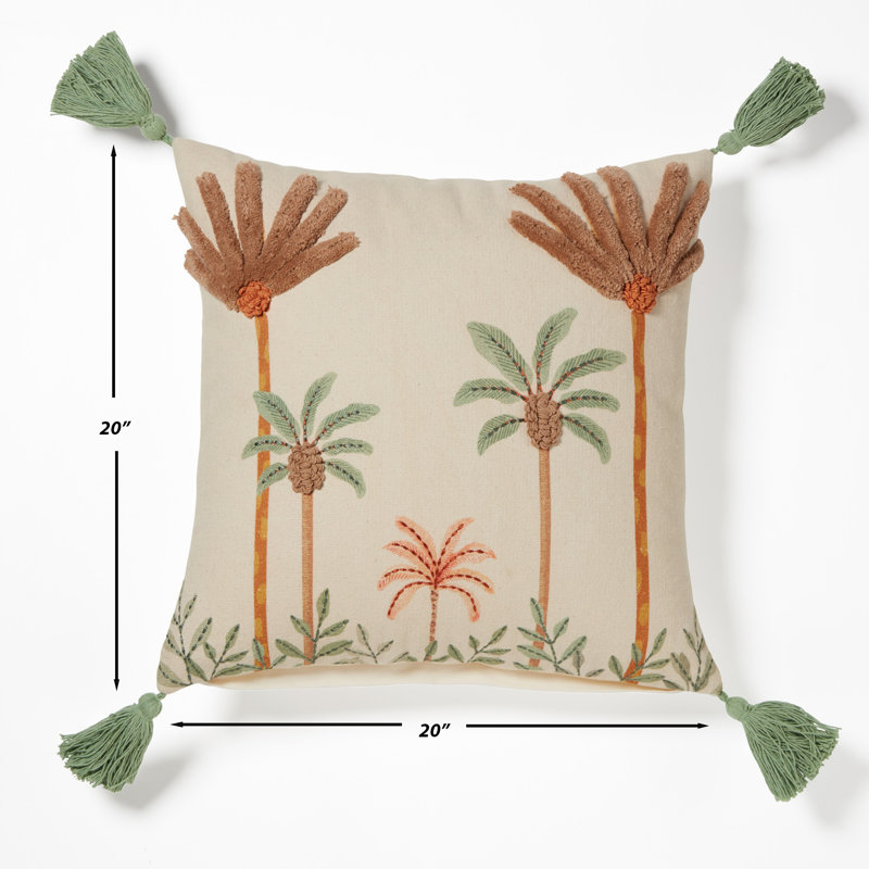 Housse et insert de coussin carré en coton Palm Trees