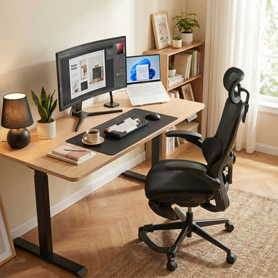 Chaise de bureau ergonomique noire Cablady