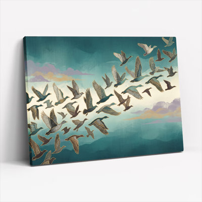 Flying Geese Canvas Wall Art Oil Painting Print Set Of 1