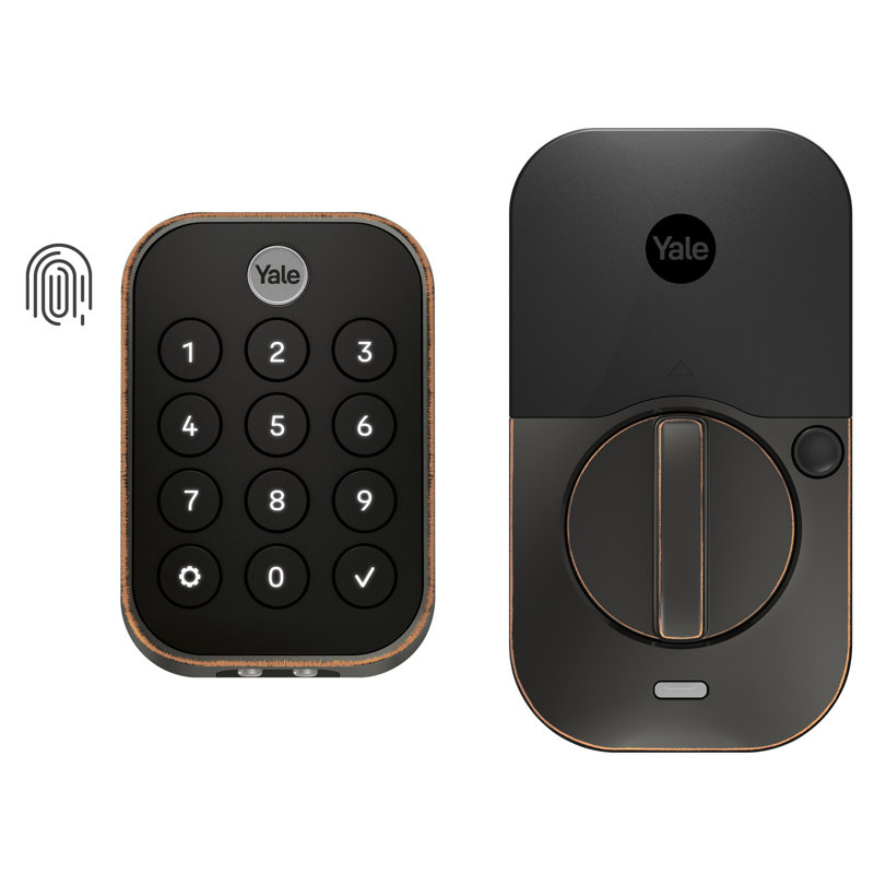 Verrouillage intelligent sans clé à 2 touches avec lecteur d'empreintes digitales et Bluetooth Yale, Bronze frotté à l'huile