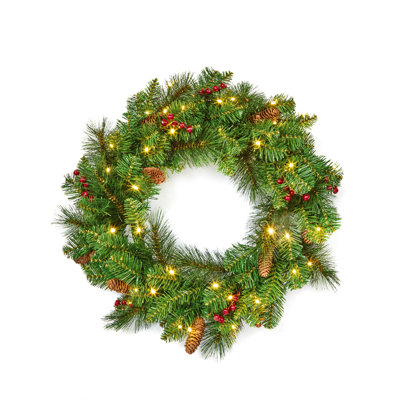 Faux Lighted 60cm Wreath