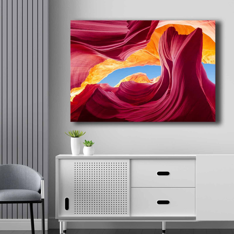 Vibrant Decorative Canvas Painting, 27.6 x 39.4 Inches | 100% Canvas (Thickness: 0.11 in) & 100% Pine Wood Frame (Thickness: 0.9 in) | Bold Fuchsia, Orange, and Blue Colors | Perfect for Home or Office Décor