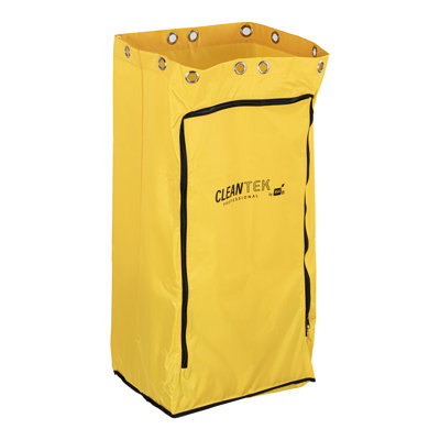 Restaurantware-JANITOR CART BAG ONLY: Clean Tek Professional 16.93 x 10.63 x 29.53 Inch Janitorial Bag, 1 Heavy-Duty Receptacle - Janitor Cart Sold Separately, Durable, Yellow Plastic Replacement
