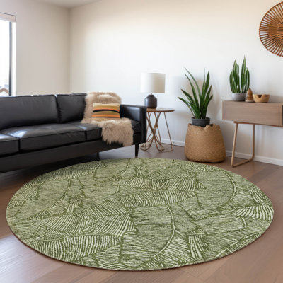 Tapis olive Prisco lavable à la machine de qualité supérieure