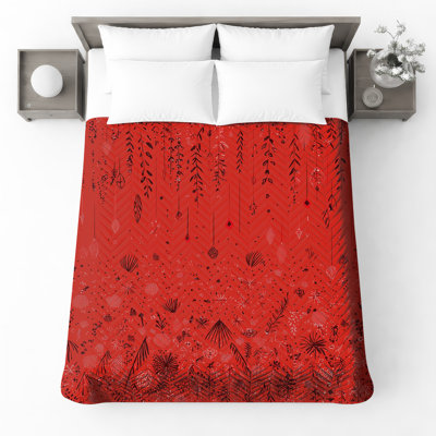 Couvre-lit matelassé à motif floral rouge toutes tailles
