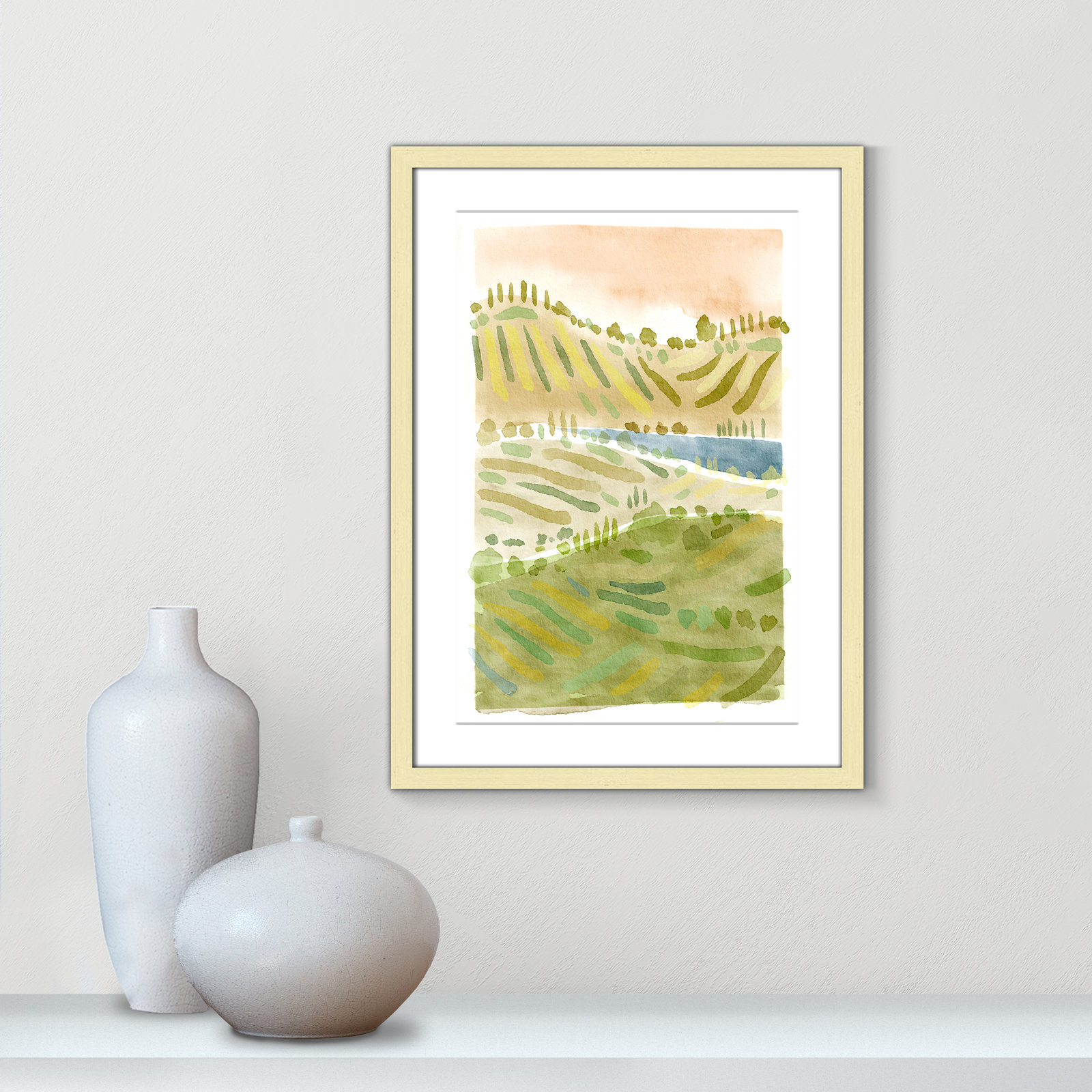 Tuscan Countryside Print, Gold Single Picture Framed Paper, White, 23" H x 17" W x 1.25" D