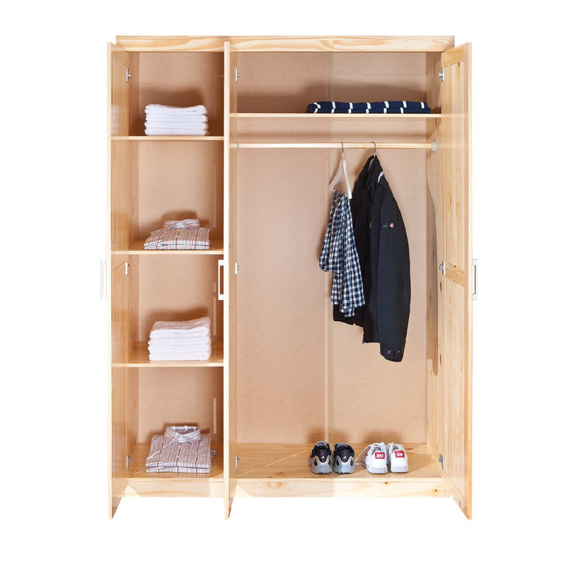 Bayfield 3 Door Solid Wood Wardrobe, Brown