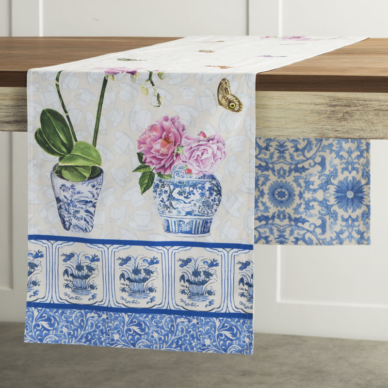 Canton 100% Cotton Table Runner, 108" L x 14.5" W
