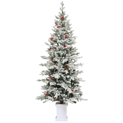 Potted Pre-lit Flocked Arctic Fir Pencil Tree
