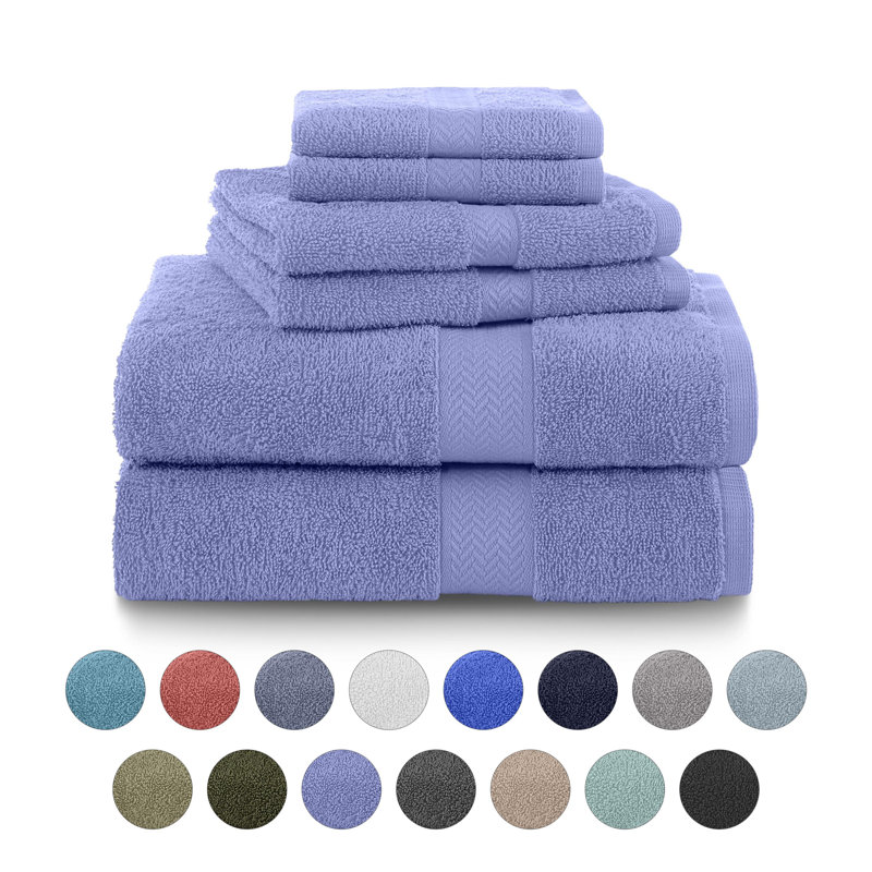 Martex 6 Piece Luxury Cotton Towel Set, 2 Bath Towels, 2 Hand Towels, 2 Washcloths 500 GSM 100% Ring Spun Cotton Highly Absorbent Soft Towels for Bathroom For Everyday Use, Hotel & Spa