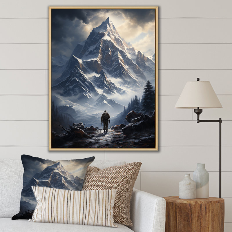 Art mural sur toile, paysage de montagne, Cadre photo argenté, H 32 po x l 16 po
