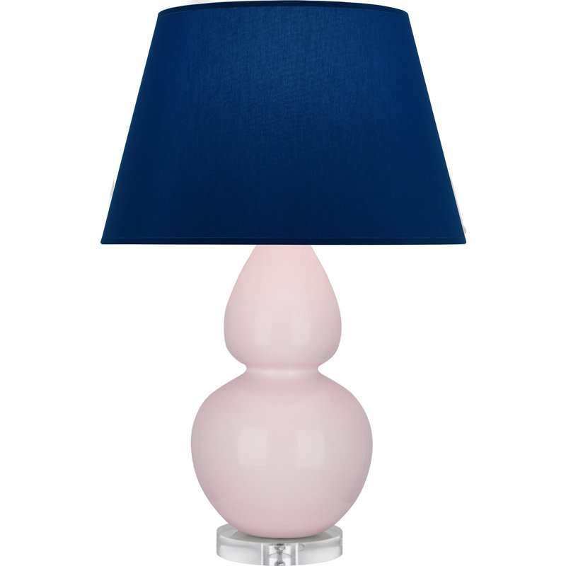 Double Gourd Table Lamp, Navy with Gray Lining, Sugar Plum Glazed/Silver