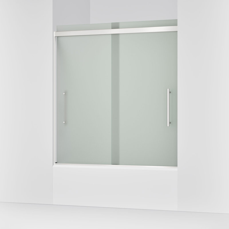 Pleat Frameless Sliding Bath Door, Silver
