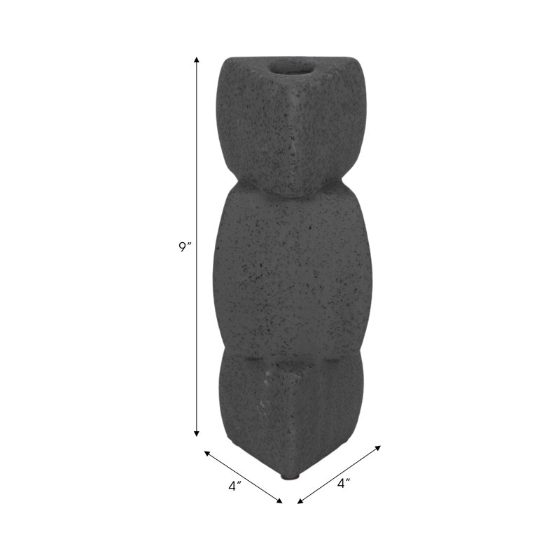 Candlestick Candle Holder, 9" H x 4" W x 4" D, Black