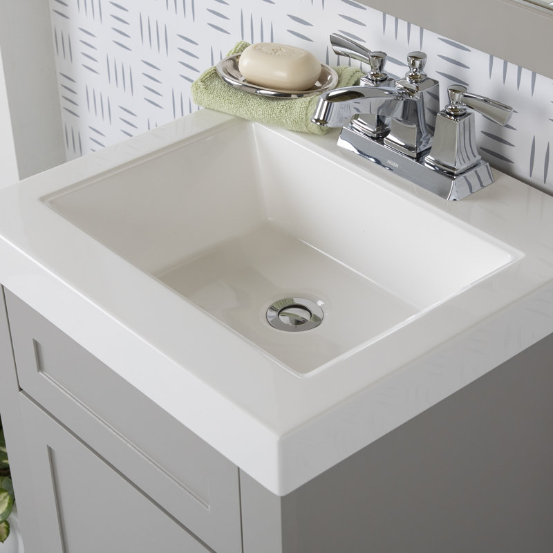 18.5" Single Bathroom Vanity With Cultured Marble Top, Grey